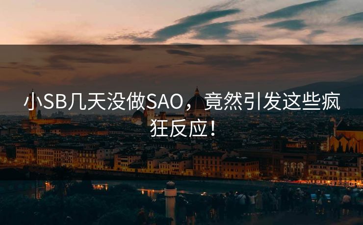 小SB几天没做SAO,竟然引发这些疯狂反应!